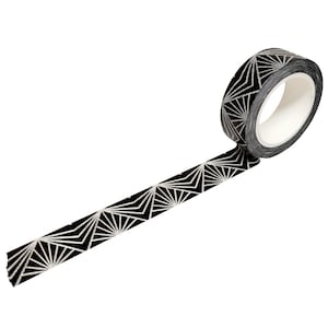 Zwart met witte stralen washitape, 15 mm x 10 m, geometrische crafttape, accessoire voor opsommingstekens