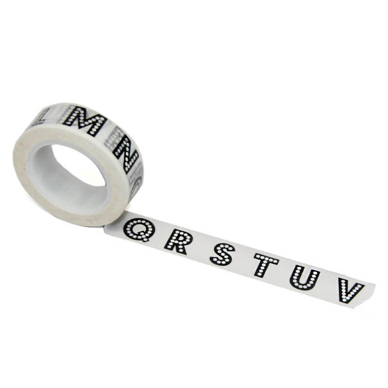beve original design Marquee Black and White 15mm x 10m Alphabet Washi Tape