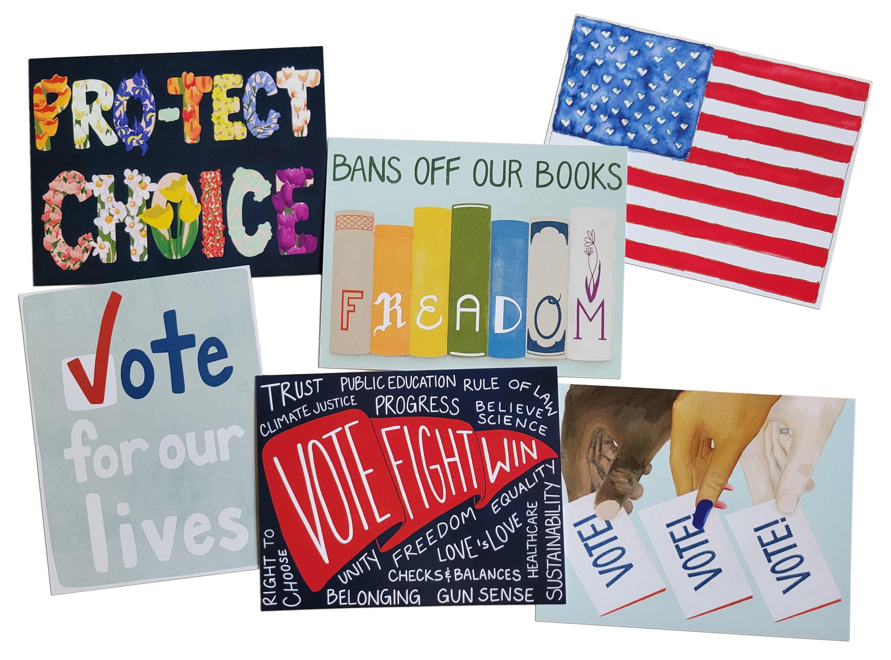 Voting Rights Postcards GOTV Postcards, Reproductive Rights, Voting Rights, Banned Books, Set ...