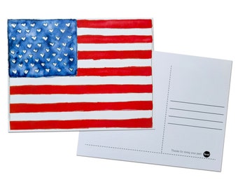 100 PC Heart Flag Postcard Set, Get Out The Vote Postcards, GOTV Activism, 2024 Election, US American Flag