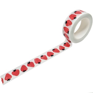 Strawberry Block Print Washi Tape - Light Red and Navy