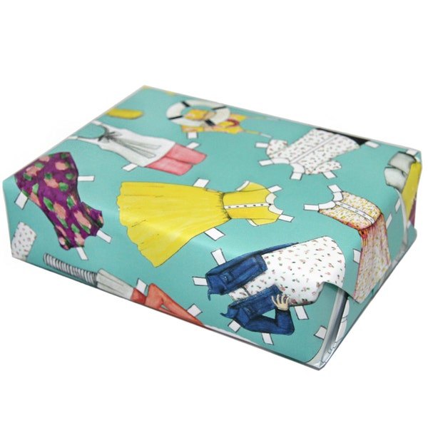 Paper Doll Outfit Gift Wrap - "Modern Wednesday" Collection