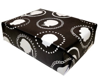 Silhouettes Gift Wrapping Paper in Black and White, Inclusive and Diverse Design To Wrap Up Your Gifts