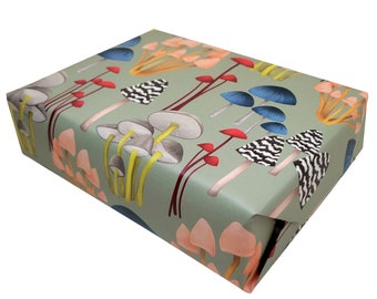 Mushroom Gift Wrapping Paper, Fungi Print, 20x29 Sheets