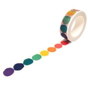 Rainbow Dot Washi Tape, Vibrant Decorative Crafting Tape for Scrapbooking and DIY Projects - Colorful Stationery & Planner Accessories