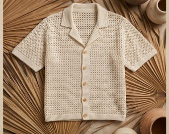 Crochet V-Stitch Polo Shirt Pattern (PDF Download)
