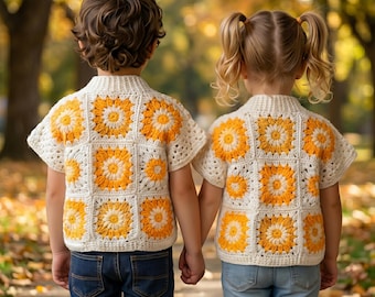 Crochet Granny Square Cardigan Pattern, Beginner Friendly Patchwork Design (PDF Download)