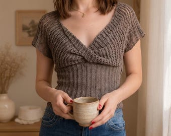 Crochet Twisted Top Pattern, Reversible Boho Summer Shirt (PDF Pattern)