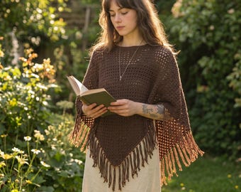 Granny Stitch Poncho Crochet Pattern, Boho Wrap Shawl, Beginner PDF Download