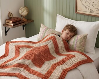 5 Point Star Crochet Blanket Pattern, Modern Baby Afghan, Beginner Friendly (PDF Download)