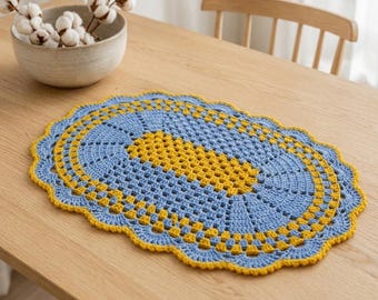 Oval Crochet Table Runner Pattern, Lace Edging PDF, Intermediate Dining Decor