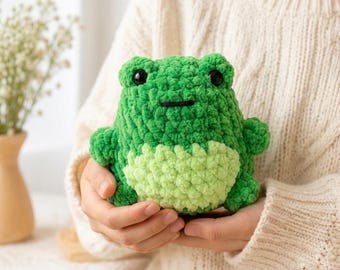 No-Sew Frog Crochet Pattern, Quick Beginner Amigurumi Plush Toy (PDF Download)