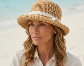 Beginner Crochet Sun Hat Pattern, Wide Brim Bucket Hat, Summer Beach PDF Download