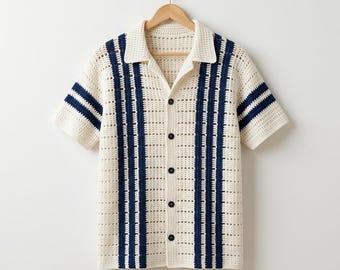 Unisex Crochet Shirt Pattern, Textured Stitch, Relaxed Fit, Button-Up (PDF Pattern)