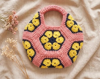 Hexagon Flower Grandma Stoffbeutel Häkelanleitung (PDF)