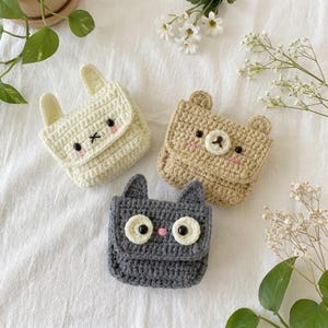 Crochet Animal Wallet Pouch Pattern, Bear Cat Bunny Coin Purse (PDF Download)
