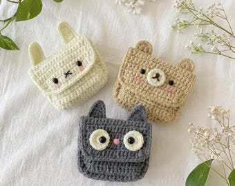 Crochet Animal Wallet Pouch Pattern, Bear Cat Bunny Coin Purse (PDF Download)