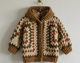 Crochet Toddler Jacket Pattern, Granny Square Hooded Cardigan, Baby PDF Download