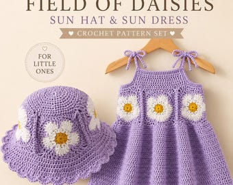 Crochet Daisy Sun Hat and Sundress Pattern Set (PDF)