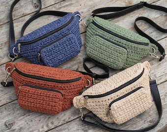 Crochet Waist Bag Pattern, Crossbody Purse Tutorial, Textured Flap Bag (PDF Download)