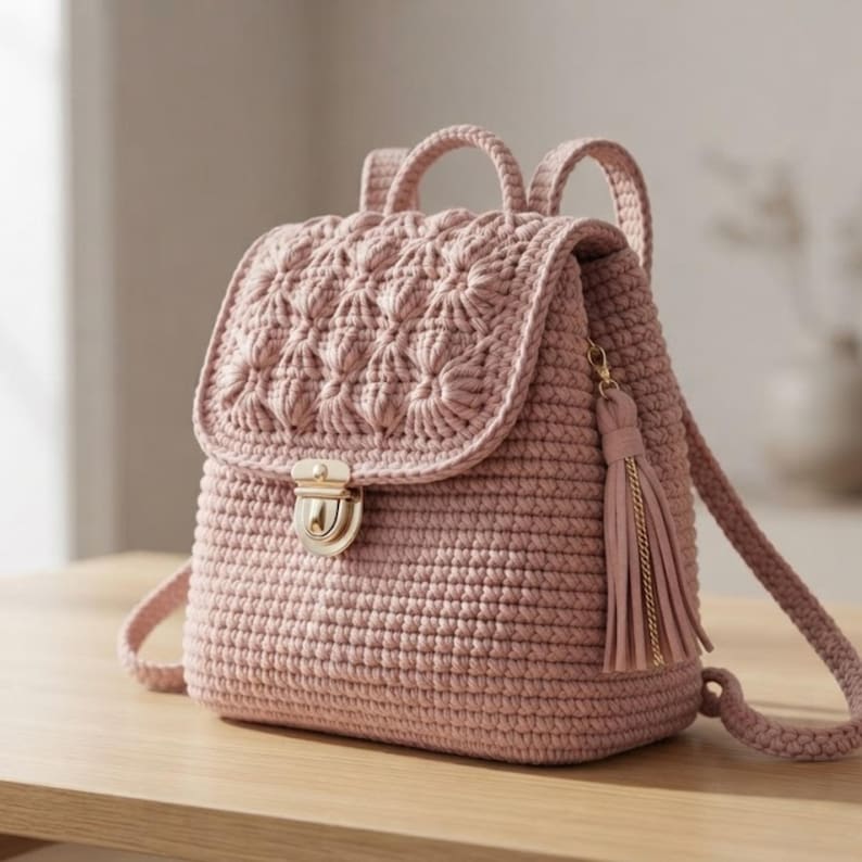 Crochet Mini Backpack Pattern Shell Stitch Bag Beginner Friendly PDF crochet-mini-backpack-pattern-shell-stitch-bag-beginner-friendly-pdf