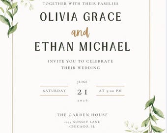 Simple Eloquent Wedding Invitation (Digital Template)