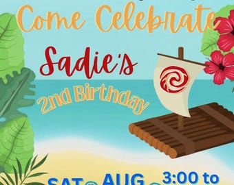 Moana Birthday Invitation | Editable Tropical Birthday Invite | Instant Download