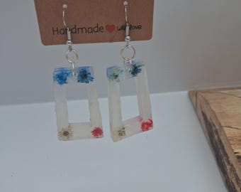 Handmade Resin Earrings | Floral Dangle | Lightweight Epoxy Jewelry | Gift for Women | Boho Accessories