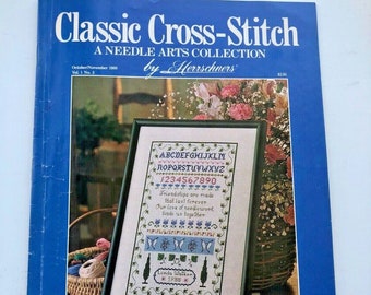 Classic Cross- Stitch A Needle Arts Collection Magazine Oct/Nov 1988, Samplers, Vintage Publication