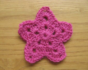 Fuschia Crochet Stars - Wool - 3 Inches in Diameter