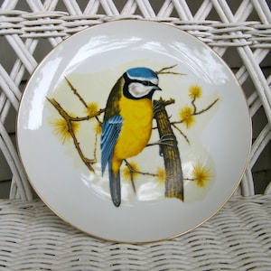Placa Enesco vintage de 1978 con imagen de bluebird coleccionable, made in Japan, primavera, decoración del hogar, mediados de siglo, pintada a mano. RARO