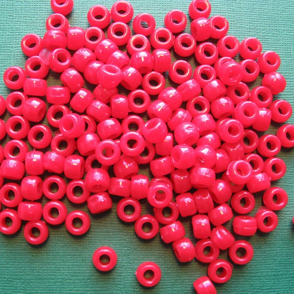 150 Red Pony Beads -   8mm Acrylic/ Plastic