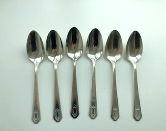 Marquette Silverplate Engraved Design Flatware Spoons - Set of 6 - MQT1- Vintage