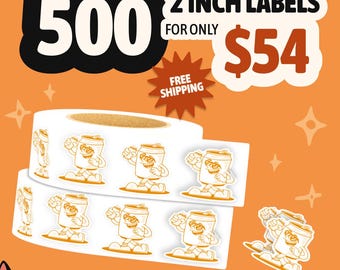 500 Custom Labels on Roll: Gloss or Matte Finish, Waterproof, Custom Design, Any Shape