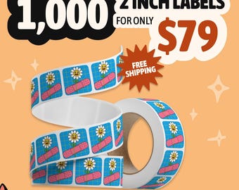 1,000 Custom Labels on Roll: Gloss or Matte Finish, Waterproof, Custom Design, Any Shape