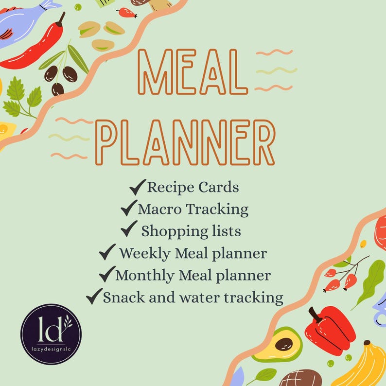 Undated Weekly Meal Planner Printable – Macro Tracking, Grocery List ...