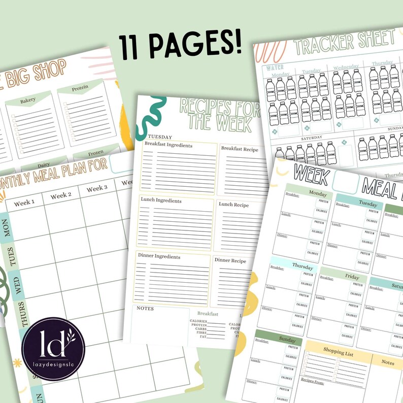 Undated Weekly Meal Planner Printable – Macro Tracking, Grocery List ...
