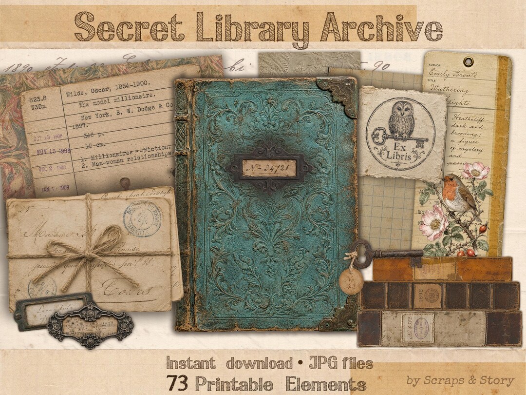 Dark Academia Ephemera, Junk Journal Kit Printable, Vintage Library ...