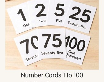 English Numbers 1–100 Flash Cards Printable | Number Words for Kids | Digital Download