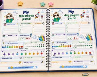 Daily Progress Journal PDF • ADHD Digital Planner • Printable Goal Tracker • Self Improvement • Habit Tracker Journal • Instant Download