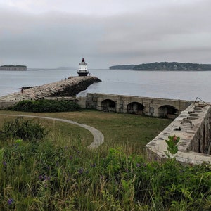 Portland Maine Lighthouse Photograph: Spring Point Ledge Light, Matted 5x7 Print