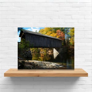 Maine Covered Bridge Photograph: Babb's Bridge, Fall Foliage Print