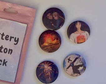 Anime/ Studio Ghibli Button Pin Myster Pack | Gift Ideas