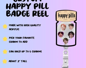 Build Your Own Happy Pill Shaker Badge Reel| Kpop | Stray Kids | Ateez | Gift Ideas | Personalized | Custom