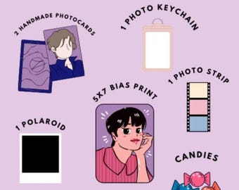 Custom Kpop Bias Pack |  Kpop Gift Set: Keychain, Photocards & Print | Gift Ideas