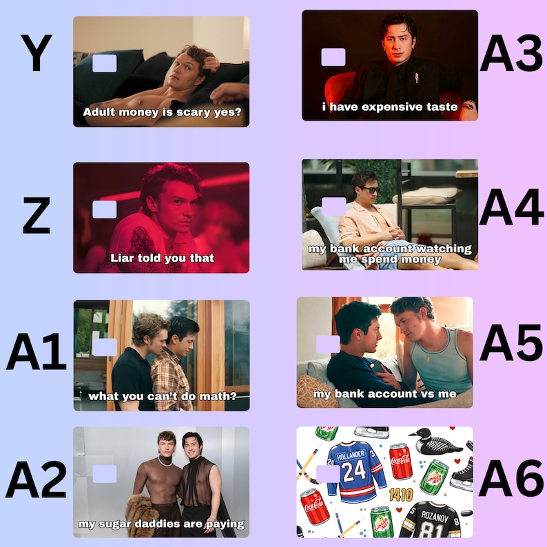 Op de afbeelding: Een collage van afbeeldingen met tekstoverlays. De tekst bevat zinnen als "Adult money is scary yes?", "I have expensive taste", "Liar told you that" en "My bank account watching me spend money."