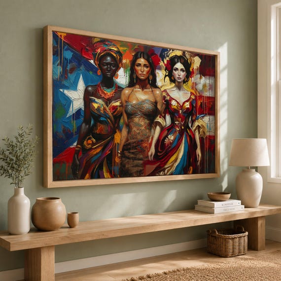 Diverse Women Portrait Canvas, Cultural Ethnic Fashion Art, Vibrant Female Figures Wall Decor, Multicultural Canvas Painting