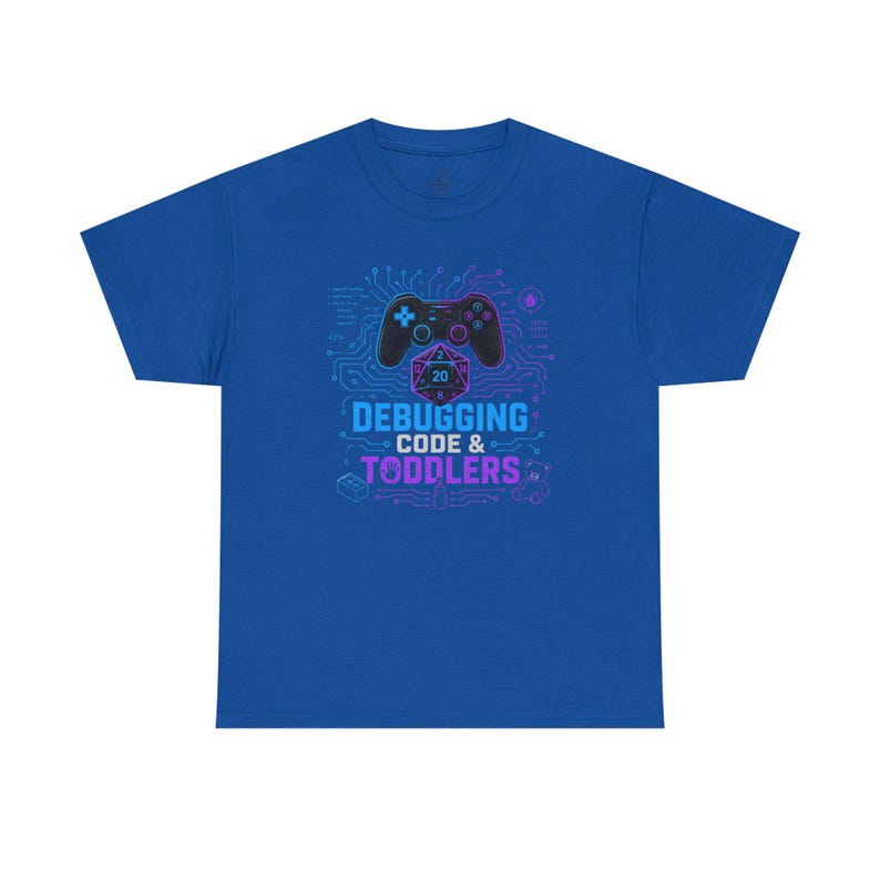 Gaming Programmer Dad Tee "Debugging Code & Toddlers" Graphic TShirt image 12