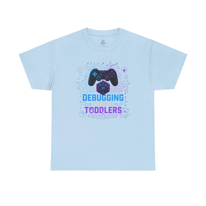 Gaming Programmer Dad Tee "Debugging Code & Toddlers" Graphic TShirt image 10