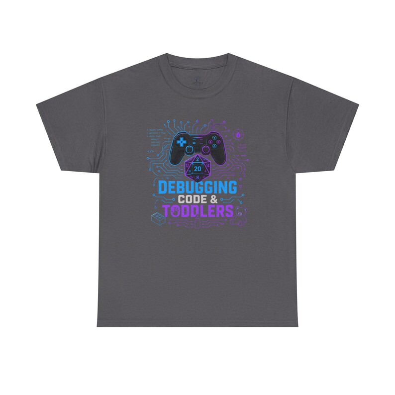 Gaming Programmer Dad Tee "Debugging Code & Toddlers" Graphic TShirt image 11